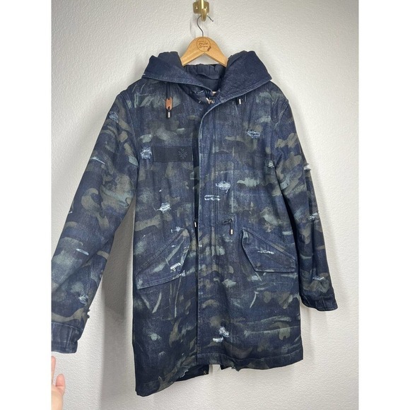 Mr & Mrs Italy Large L Distressed Camo Parka Coat - Picture 2 of 6